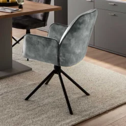 Velours Küchenstuhl mit Armlehnen - Jeremy (2er Set)