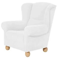 Velours Ohrensessel in Cremeweiß - Clamps