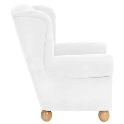 Velours Ohrensessel in Cremeweiß - Clamps