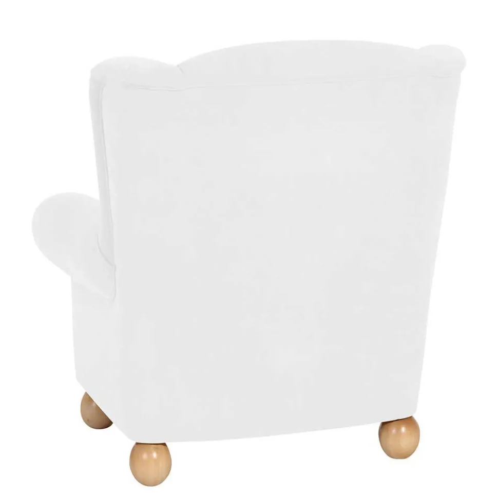 Velours Ohrensessel in Cremeweiß - Clamps