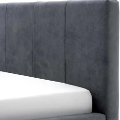 Velours Polsterbett in Anthrazit - Laterna