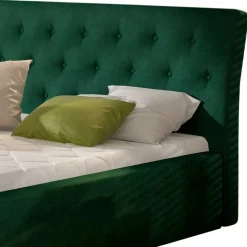 Velours Polsterbett in Dunkelgrün - Tendence