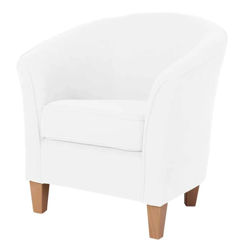 Velours Polsterssel in Creme und Buche - Potova