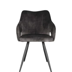 Velours Polsterstuhl in Anthrazit - Peross