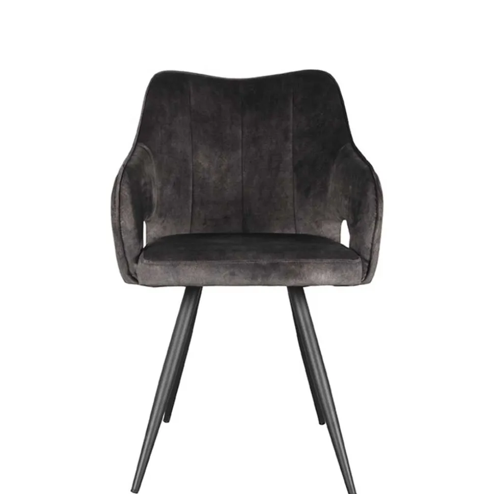 Velours Polsterstuhl in Anthrazit - Peross