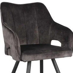Velours Polsterstuhl in Anthrazit - Peross