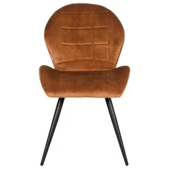 Velours Polsterstuhl in Ocker - Rafu (2er Set)