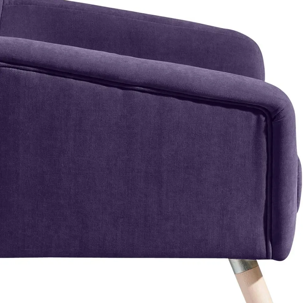 Velours Sessel in Violett und Buche Natur - Cunnar