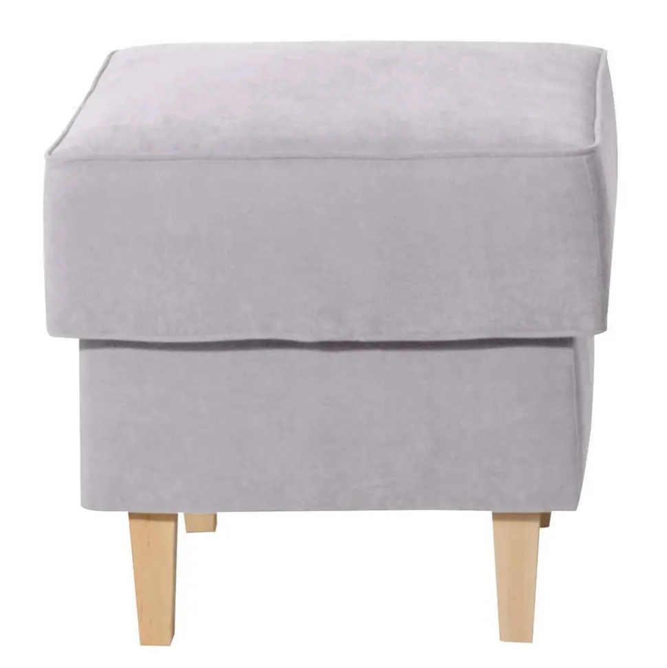 Velours-Ohrensessel in Silbergrau und Buche - Jiletta