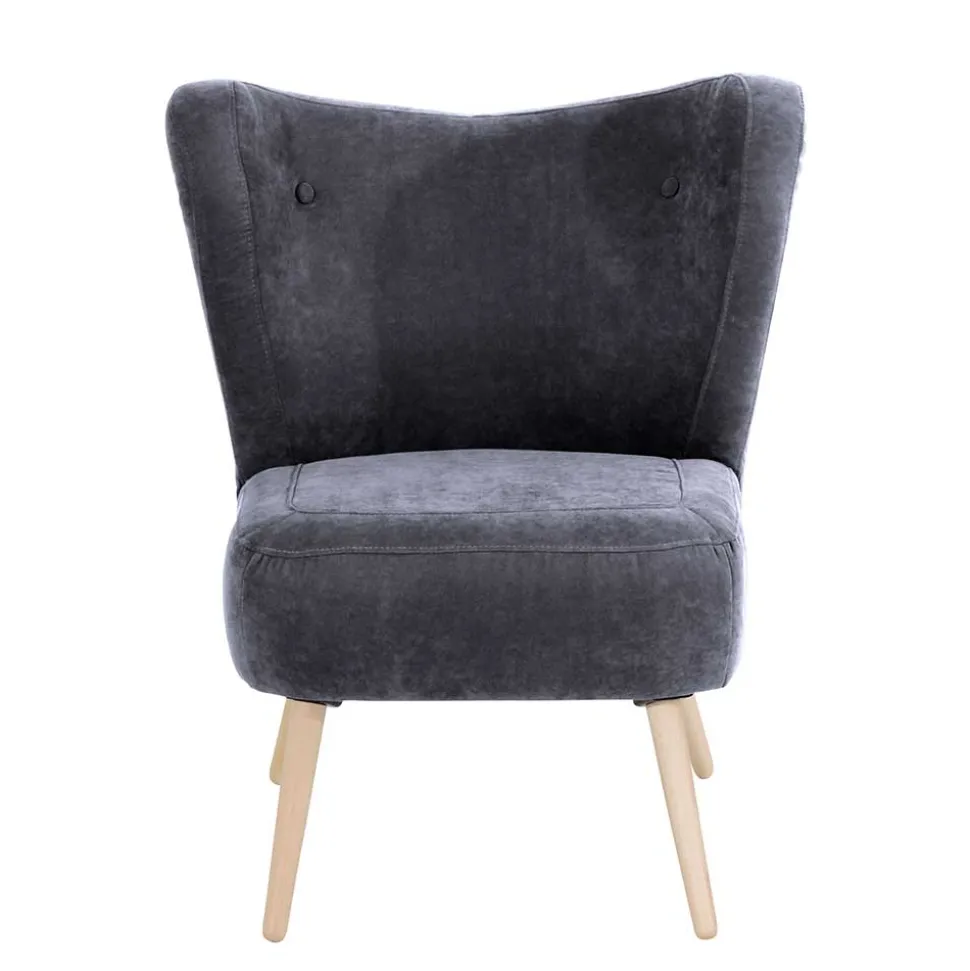 Velourssessel in Anthrazit - Prograva