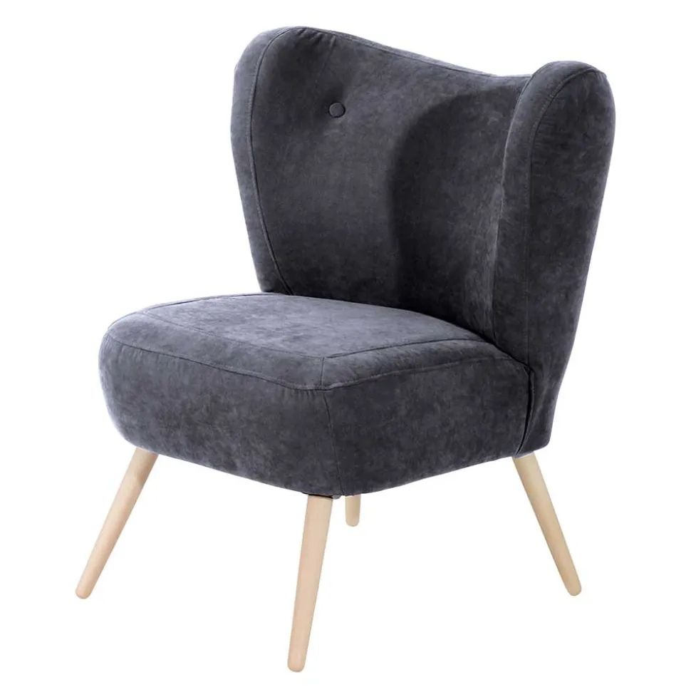 Velourssessel in Anthrazit - Prograva