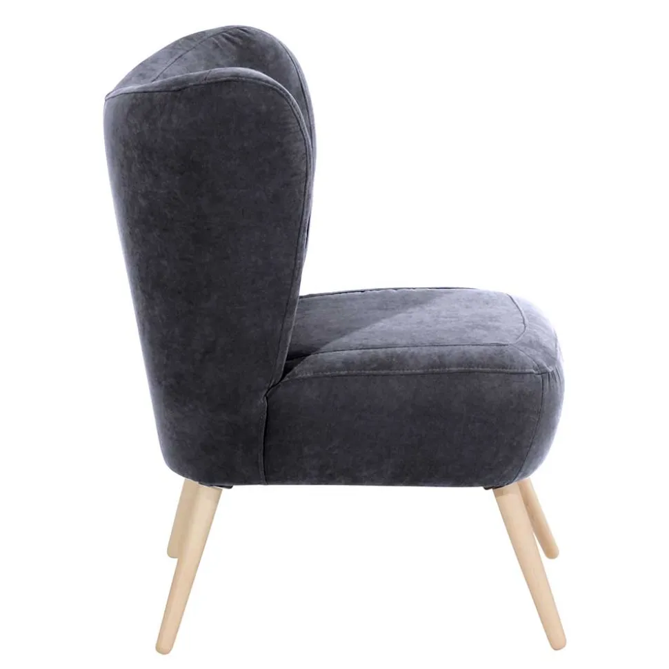 Velourssessel in Anthrazit - Prograva