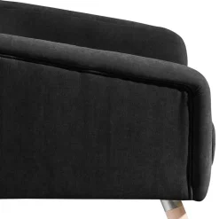 Velourssessel in Schwarz mit Buche Natur - Nocena