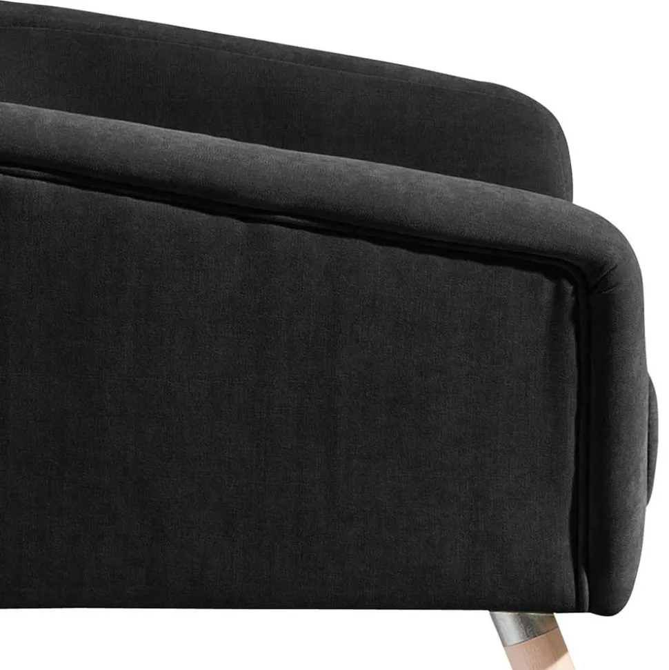 Velourssessel in Schwarz mit Buche Natur - Nocena