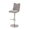 Verstellbarer Barstuhl in Hellgrau Stoff Lergavano mit Tellerfuß Edelstahl