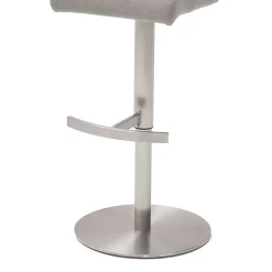 Verstellbarer Barstuhl in Hellgrau Stoff Lergavano mit Tellerfuß Edelstahl