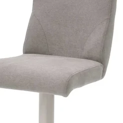 Verstellbarer Barstuhl in Hellgrau Stoff Lergavano mit Tellerfuß Edelstahl