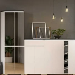 Vertiko für Schuhe in Weiß mit Dunkelgrau - Suad