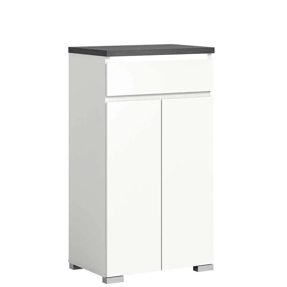 Vertiko für Schuhe in Weiß mit Dunkelgrau - Suad