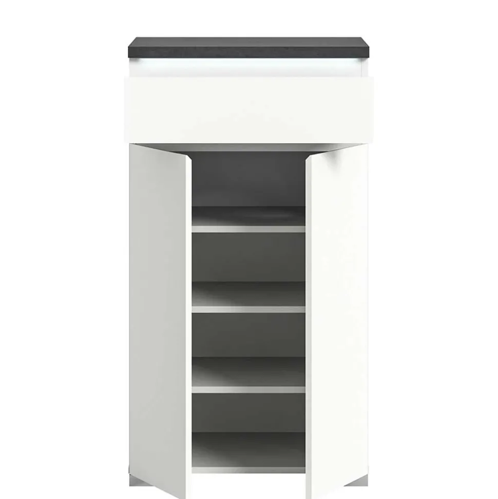 Vertiko für Schuhe in Weiß mit Dunkelgrau - Suad