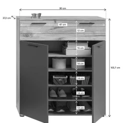 Vertiko Schuhkommode in Wildeiche NB & Grau - Depart