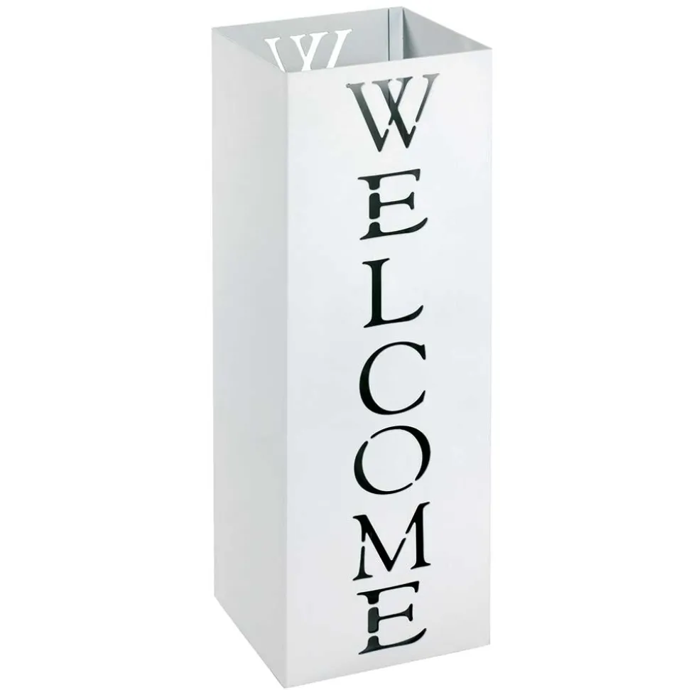 Viereckiger Schirmständer in Weiß aus Stahl - Mate