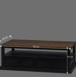 Vintage Couchtisch mit Schubladen & Ablage - Niovan