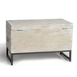 Vintage Design Truhe aus Mangoholz White Wash - Fudorus