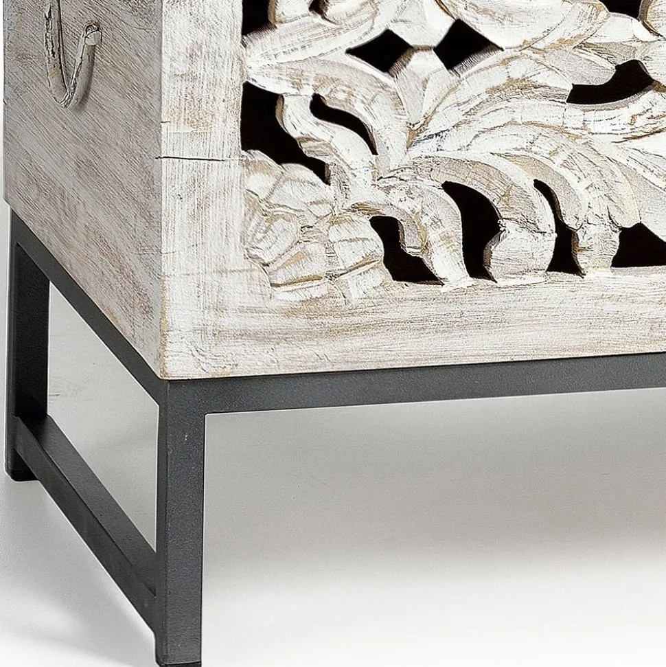 Vintage Design Truhe aus Mangoholz White Wash - Fudorus