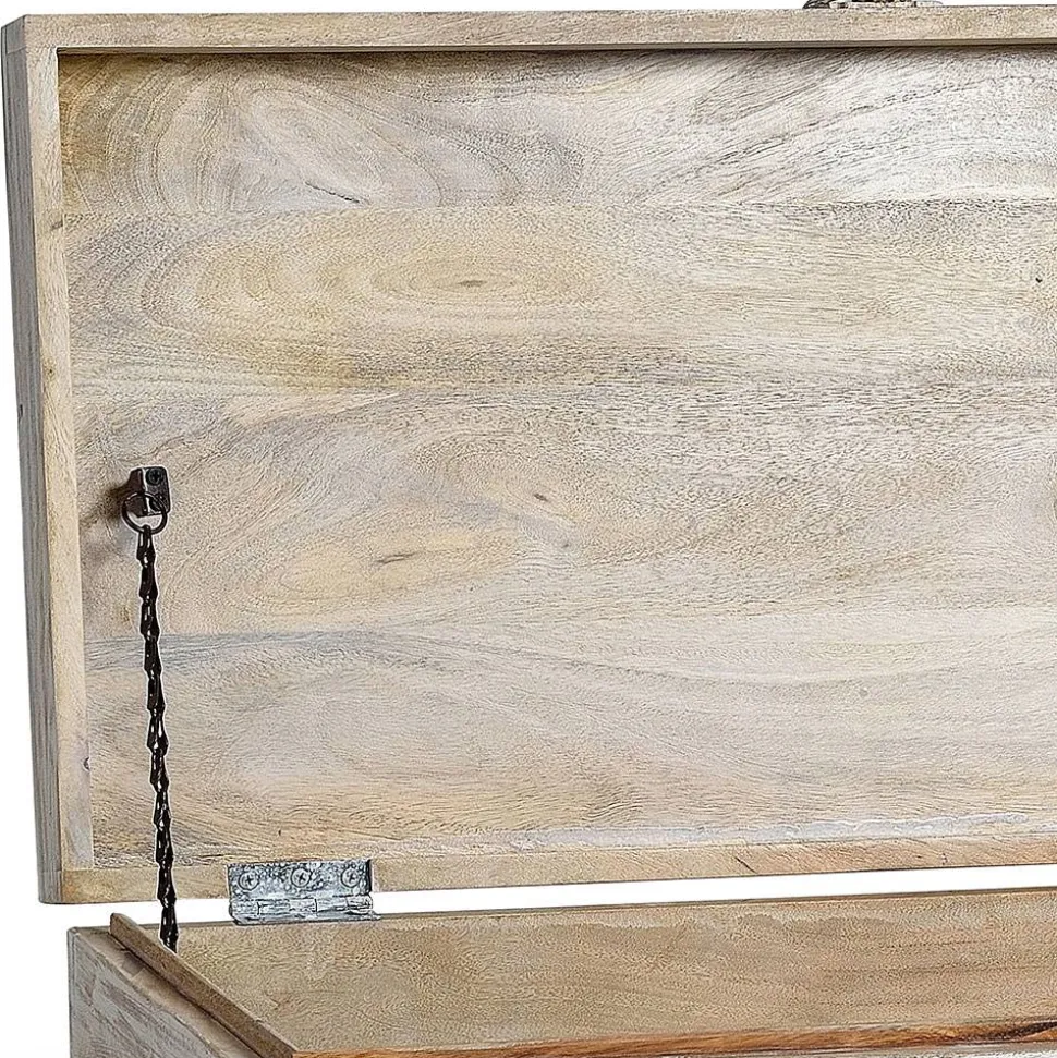Vintage Design Truhe aus Mangoholz White Wash - Fudorus
