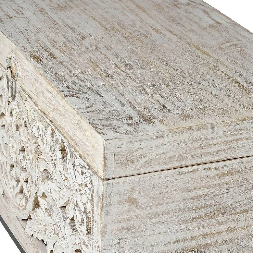 Vintage Design Truhe aus Mangoholz White Wash - Fudorus