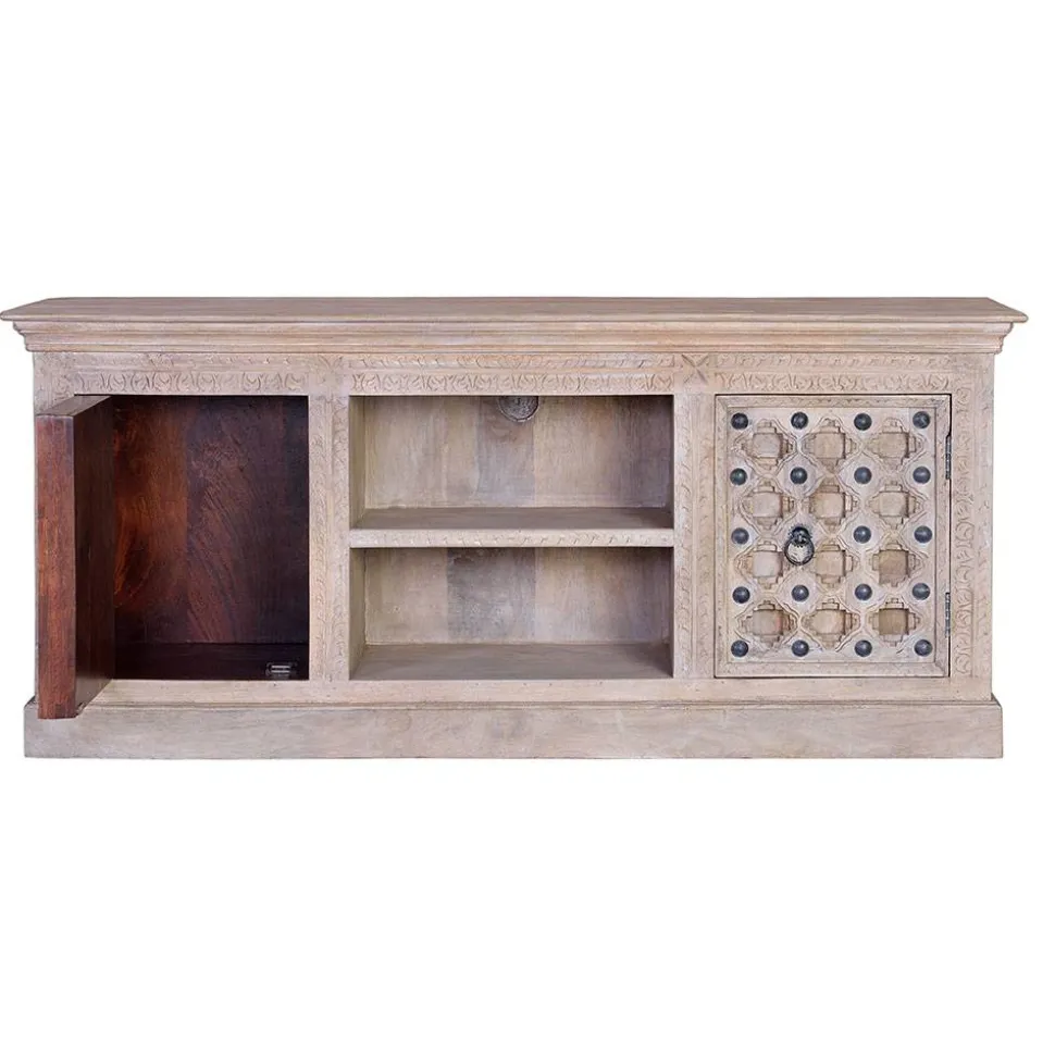 Vintage Design TV Kommode in White Wash - Uladan