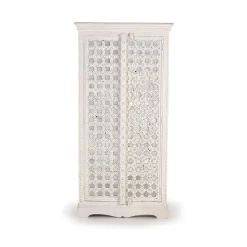 Vintage Garderobenschrank in White Wash Holz - Toscana