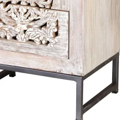 Vintage Hochkommode aus Mangoholz White Wash - Fudorus