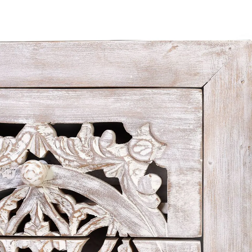 Vintage Hochkommode aus Mangoholz White Wash - Fudorus