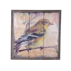 Vintage Holzbilder mit Vogel Druck Bacoas 56x56 cm (zweiteilig)