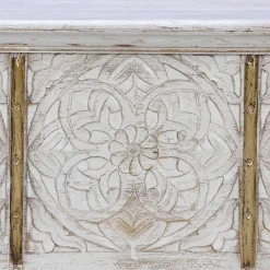 Vintage Holztruhe in Antikweiß mit Bronze - Volkma