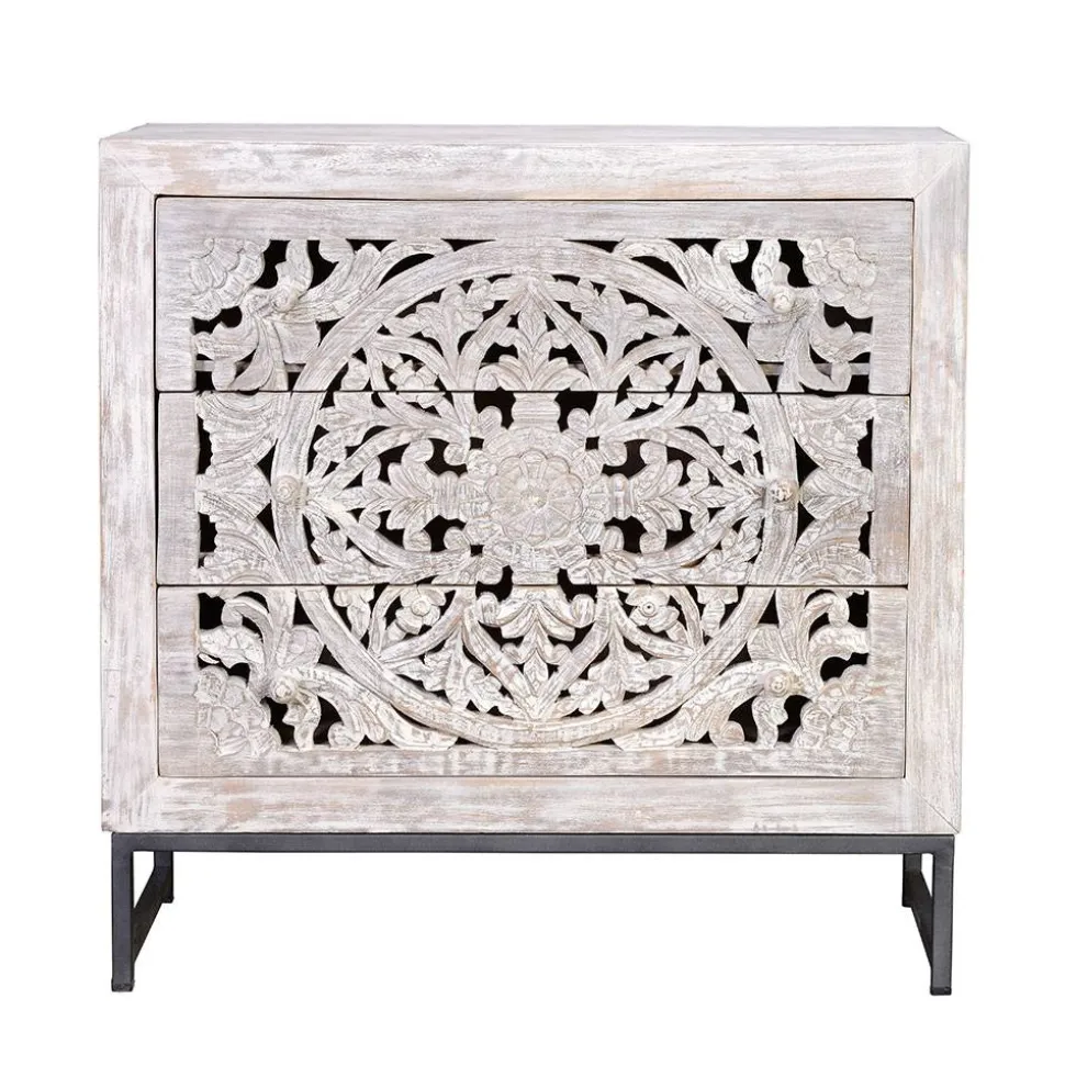 Vintage Kommode in Mangoholz White Wash - Fudorus