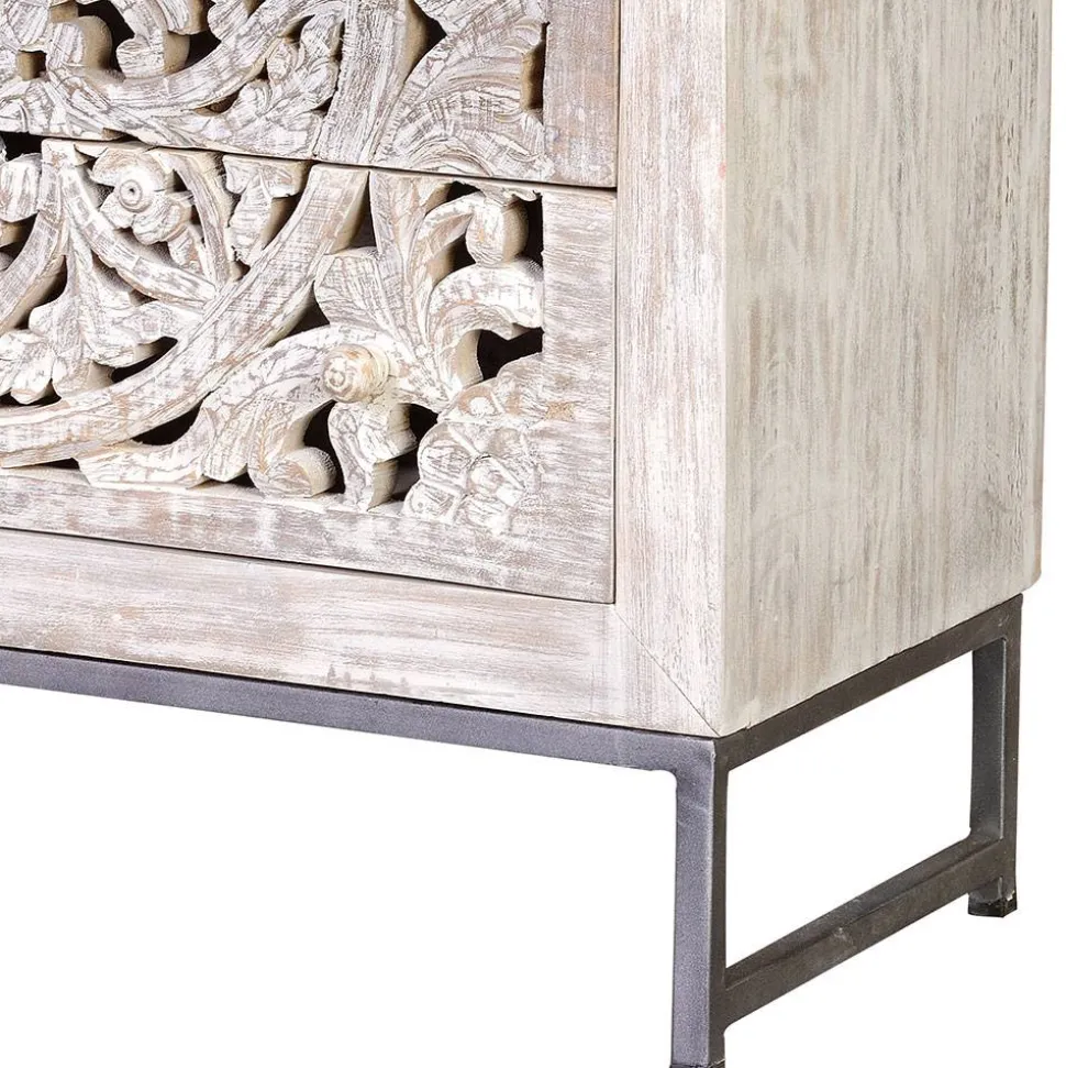 Vintage Kommode in Mangoholz White Wash - Fudorus