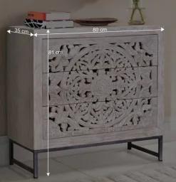 Vintage Kommode in Mangoholz White Wash - Fudorus