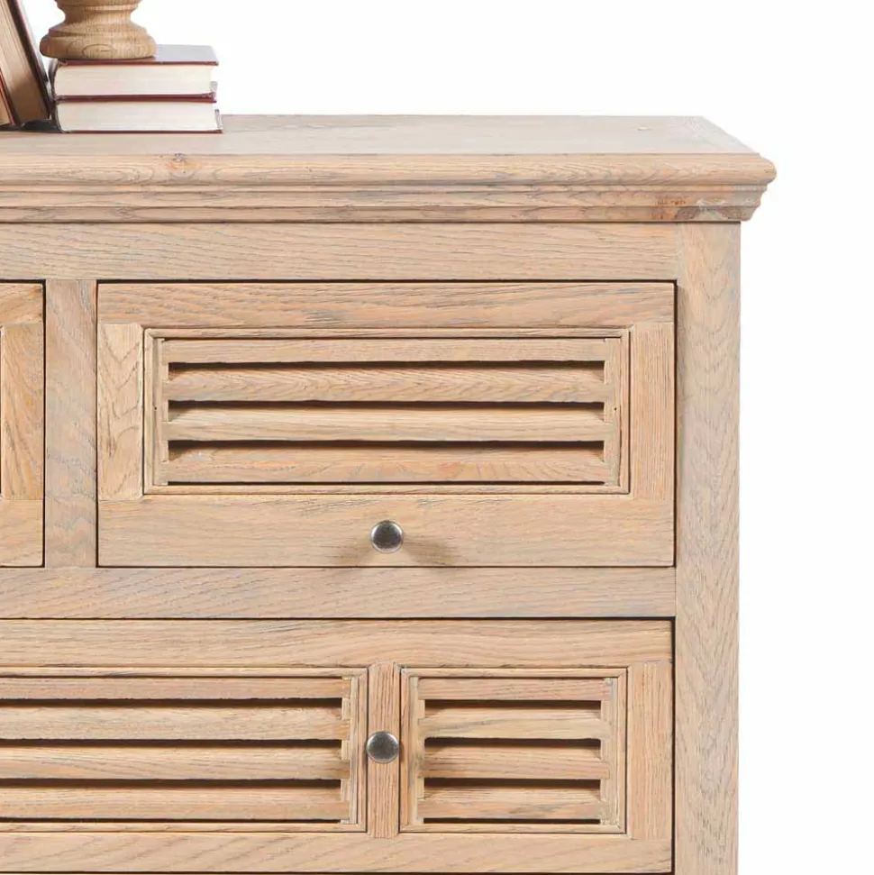 Vintage Kommode mit Lamellen Front Taunton aus Eiche teilmassiv