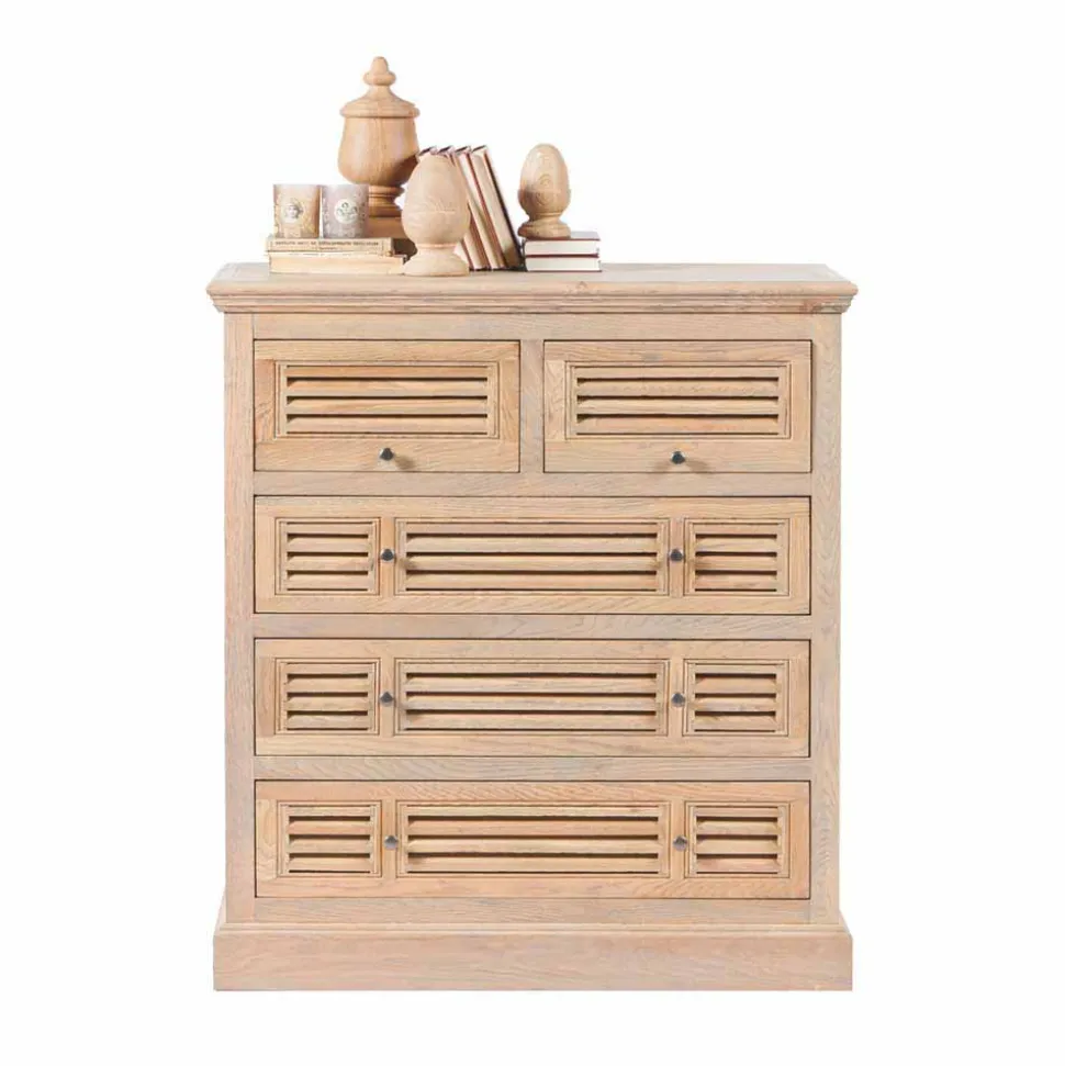 Vintage Kommode mit Lamellen Front Taunton aus Eiche teilmassiv