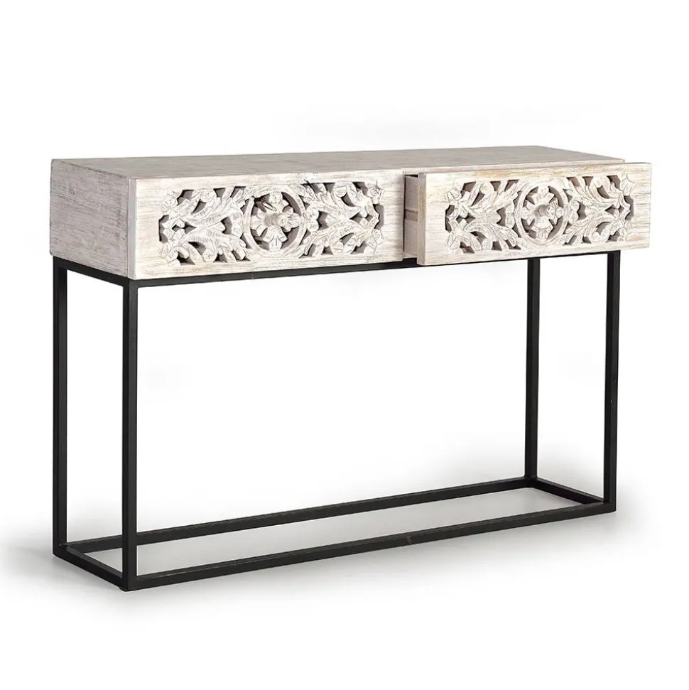 Vintage Konsolentisch in Holz White Wash - Anatto