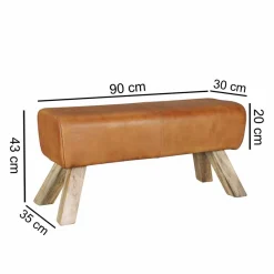Vintage Lederbank Snog mit Holzgestell rustikal