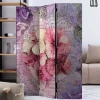 Vintage Leinwand Paravent mit Blumen Motiv - Crabira