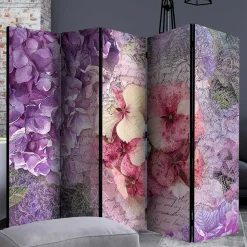 Vintage Leinwand Paravent mit Blumen Motiv - Crabira