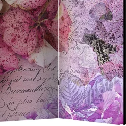 Vintage Leinwand Paravent mit Blumen Motiv - Crabira