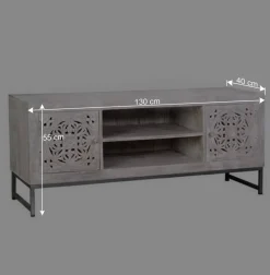 Vintage Lowboard in Mangoholz White Wash - Fudorus