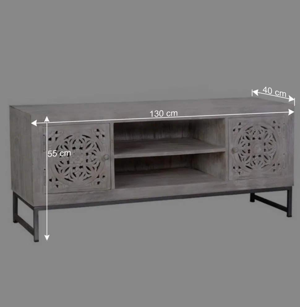 Vintage Lowboard in Mangoholz White Wash - Fudorus