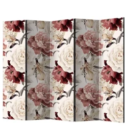 Vintage Motiv Paravent mit Rosen in Rot Weiß - Vakuum